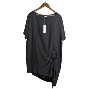 NEW Elaine Kim Silk Tunic Dress XL Black Cinched Minimalist Lagenlook Modern